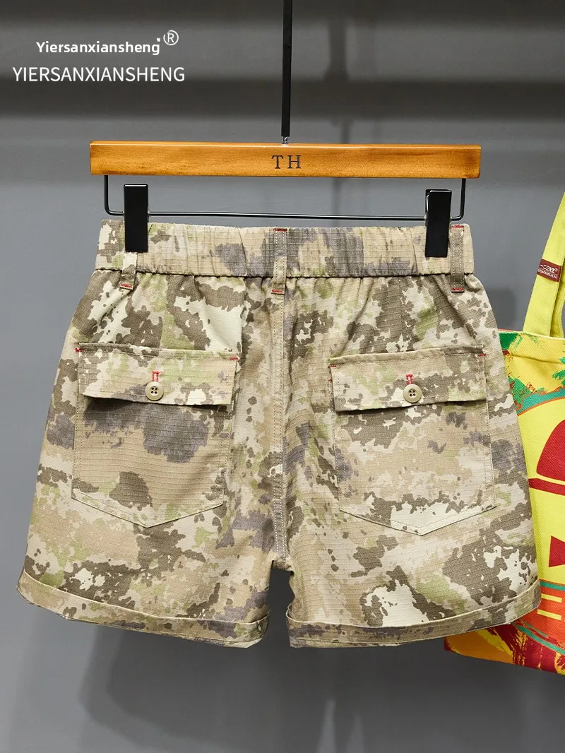 2026-new-american-retro-pure-cotton-camouflage-workwear-shorts-men's-summer-khaki-mid-waist-casual-cotton-shorts