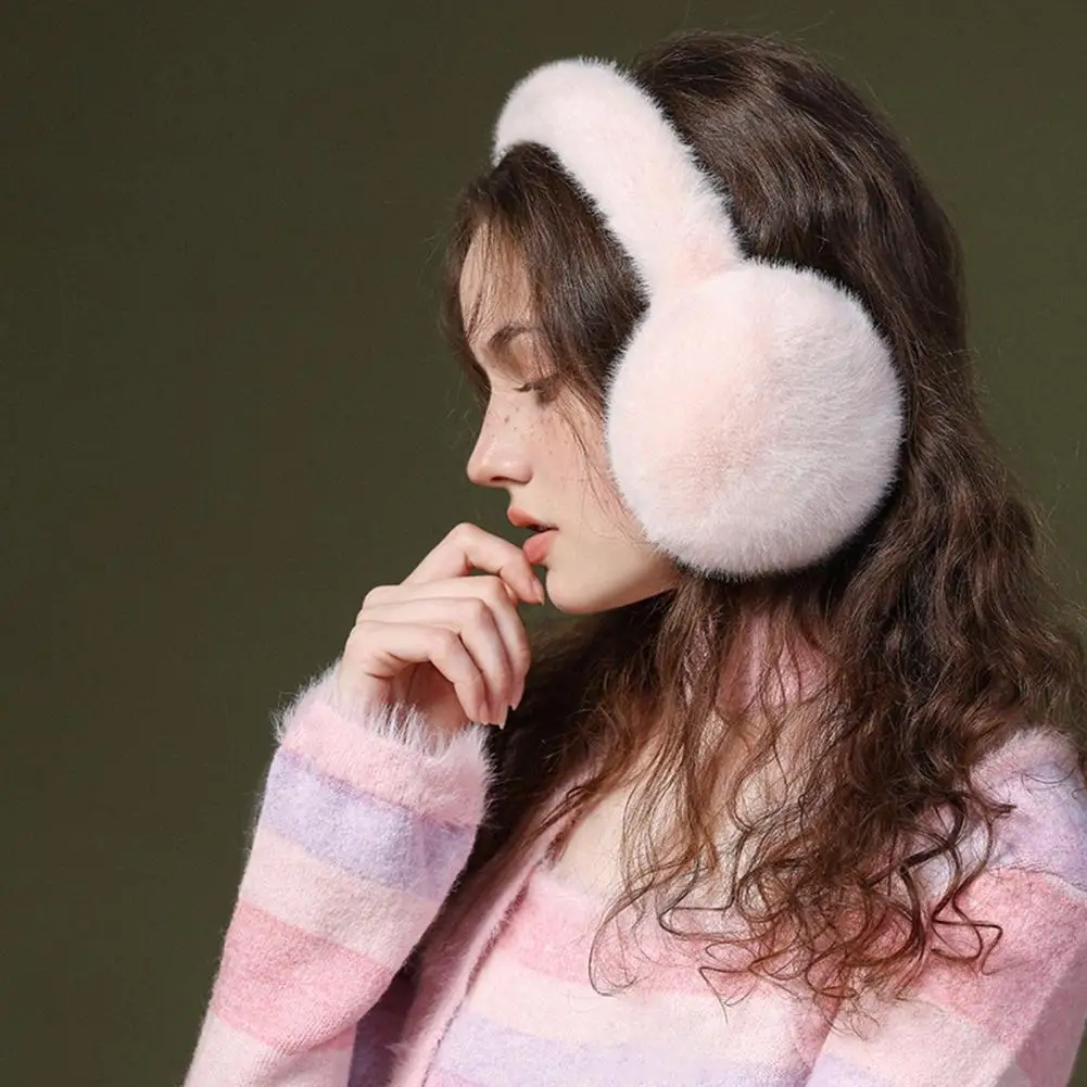 Imitação de pele de coelho Earmuffs para mulheres, meninas Earmuffs bonitos, aquecedor de ouvido ao ar livre, dobrável e macio, capas peludas, inverno