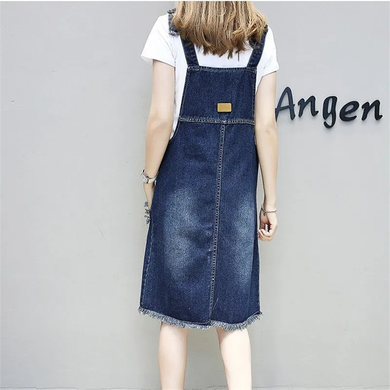 Summer Adjustable Strap Denim Dress Sundress Women Sleeveless Loose Jeans Dresses Large Size Female Korean Street Robe 5XL Y1326