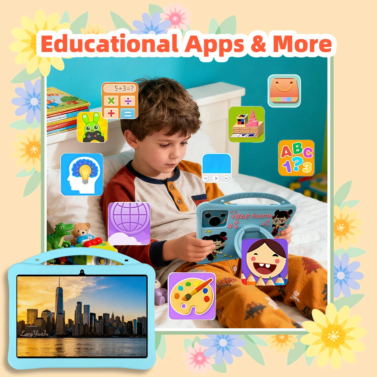آلة تعلم تعليمية 10.1 بوصة، أندرويد 13، ألعاب أطفال، تعلم تفاعلي، تركيب برنامج التعلم #5