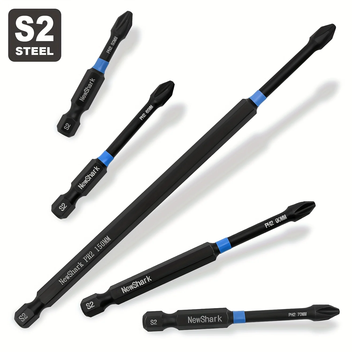 

5pack PH2 Magnetic Anti Slip Screwdriver Bit Set ,2-6 inch Length S2 Anti-Slip Long Drill Bits Impact Driver Bits