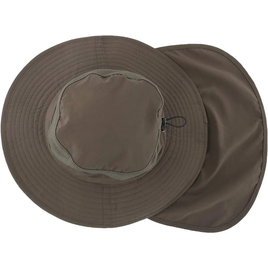 Уличная сетчатая шляпа от солнца UPF50+ с широкими полями и шейным клапаном для рыбалки и отдыха обеспечивает превосходную защиту от ультрафиолета и