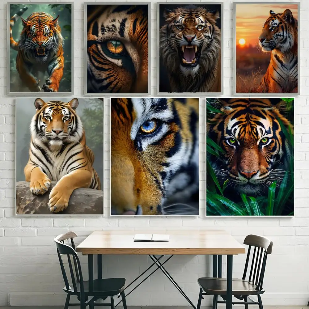 popular animal Tiger Poster HD Waterproof Self-Adhesive Wall