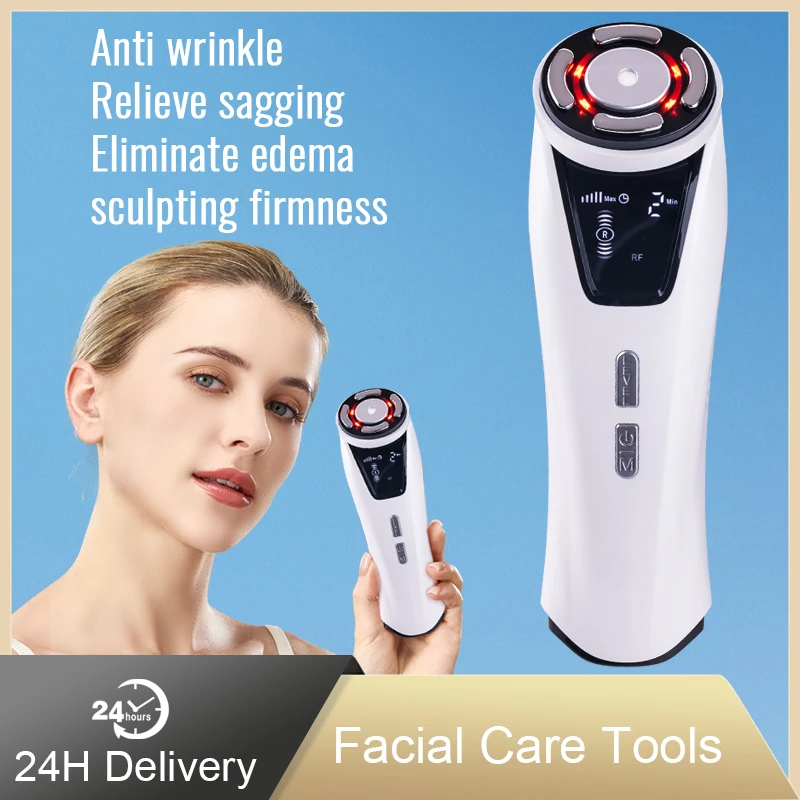 Face Lift Devices Ultrasonic Photon HIFU Machine EMS Micro Current Facial Beauty Massage Home Face and Neck Lifting Anti-Aging