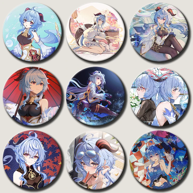 

58mm Anime Character Ganyu Pins Tinplate Badge Cartoon Ganyu Brooches for Backpack Hat Clothes Decoration Fans Collection Gifts