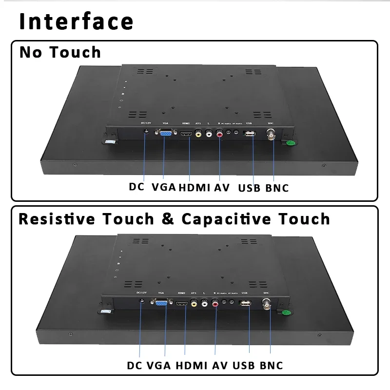 Outdoor use sunlight 800 nits 17 inch open frame monitor 4:3 capacitive touch Industrial LCD display with AV BNC VGA HDMI USB