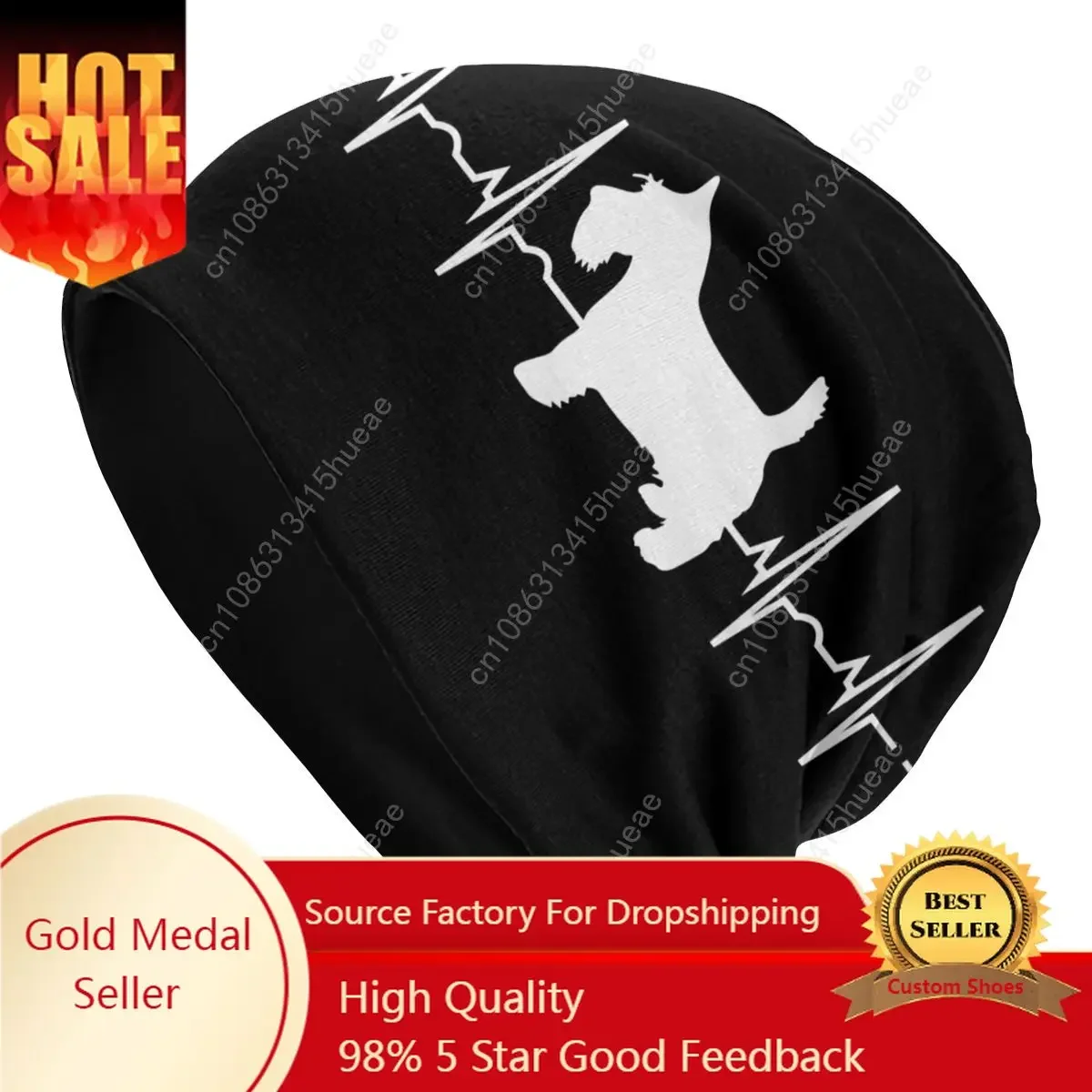 

Scottish Terrier Dog Heartbeat Unisex Slouchy Beanie Hats Men Women Scottie Hippie Knitted Skullies Beanies Cap for Outdoor Ski