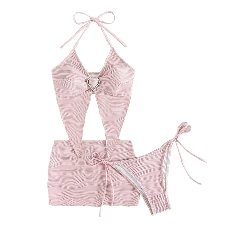 Nuovo costume da bagno femminile bikini sexy costume da bagno a tre pezzi a vita alta