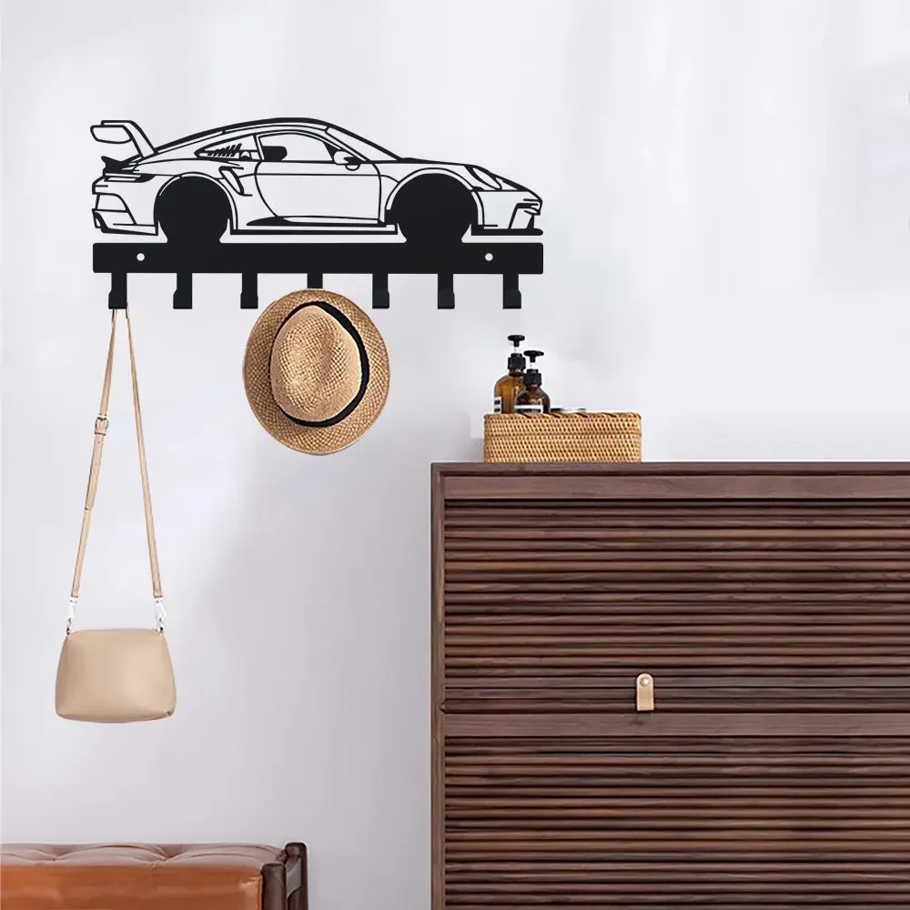 Industrial Style Metal Car Key Holder Wall  Mount with Easy Installation, Black Automotive Key Hooks with Durable Coating