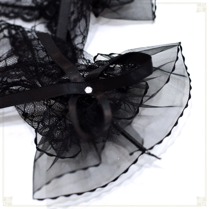 Women Organza Mesh Lace Wristband Rhinestone Lolita Glove Gingerless Mitt Sexy Batcave Gothic Punk Rock Harajuku Stage