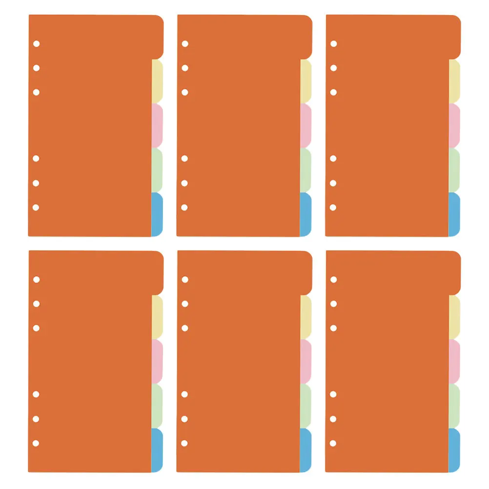 30Pcs Colored Index Dividers for Pocketbook High-Quality Loose-Leaf Replacement Pages Smooth Writing Feel 6-Hole Paper Index