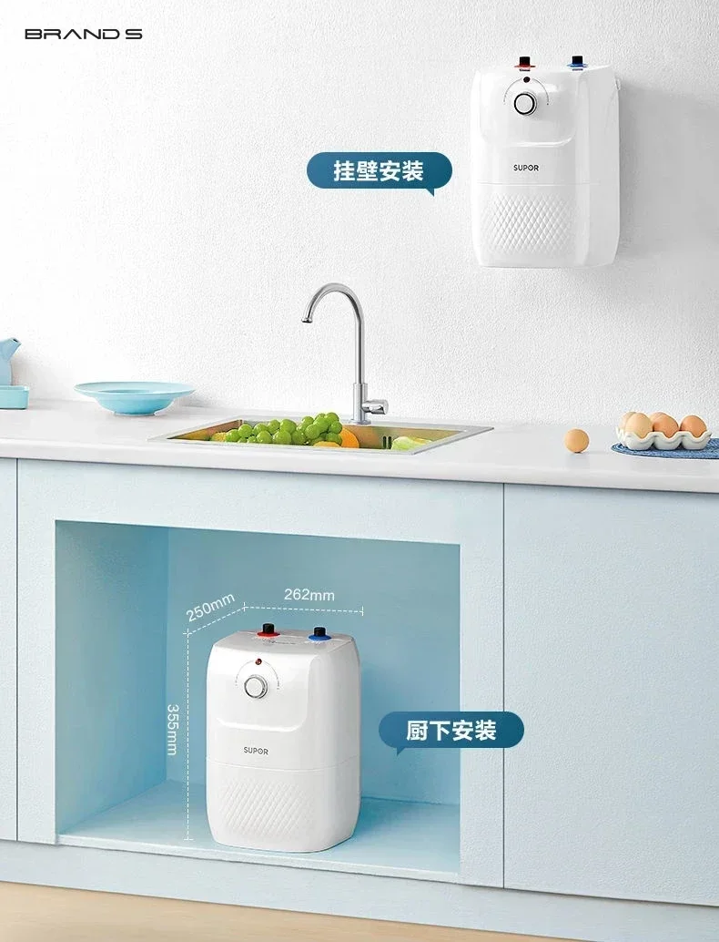 Nova cozinha aquecedor de água banheiro banho pequeno armazenamento de água doméstico tesouro cozinha aquecedor de água elétrico instantâneo