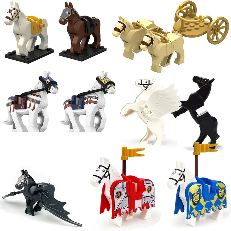 Animals War Horse/Horse Chariot/Flying Horse/Egyptian Carriage MOC Building Blocks Pet Bricks Toys Compatible With LEGO