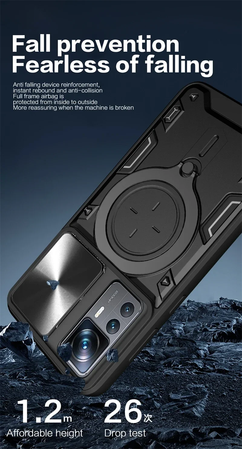 ل Xiaomi 12T برو حالة المغناطيسي حلقة حامل غطاء الهاتف Xiami Mi 12 T T12 Mi12T 12TPro 5G الشريحة كاميرا حماية الغطاء الخلفي