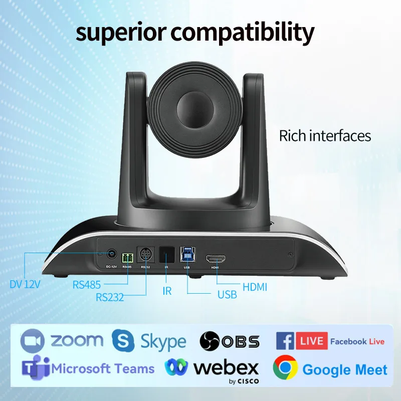 Video Conference Camera 12X/20X Optical Zoom 1080P 60fps HDMI/USB PTZ Camera Meeting Online Learn with Zoom Skype OBS More