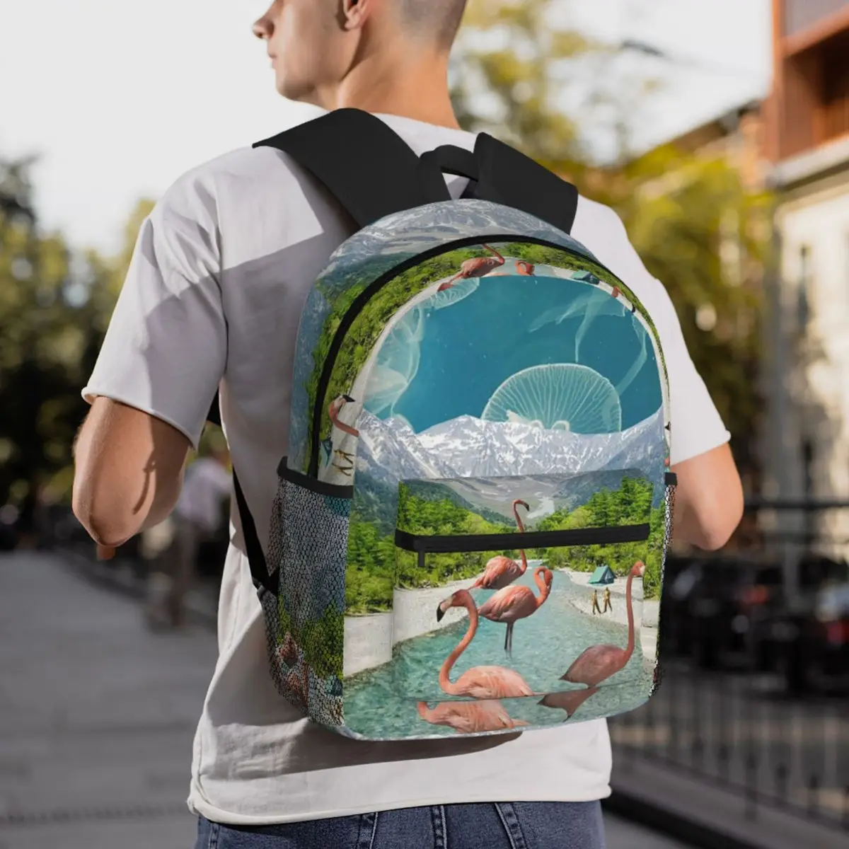 Flamingo River Backpack Daypack Large Capacity Boys Girls BookBag School Bag Shoulder Bags for Men Women