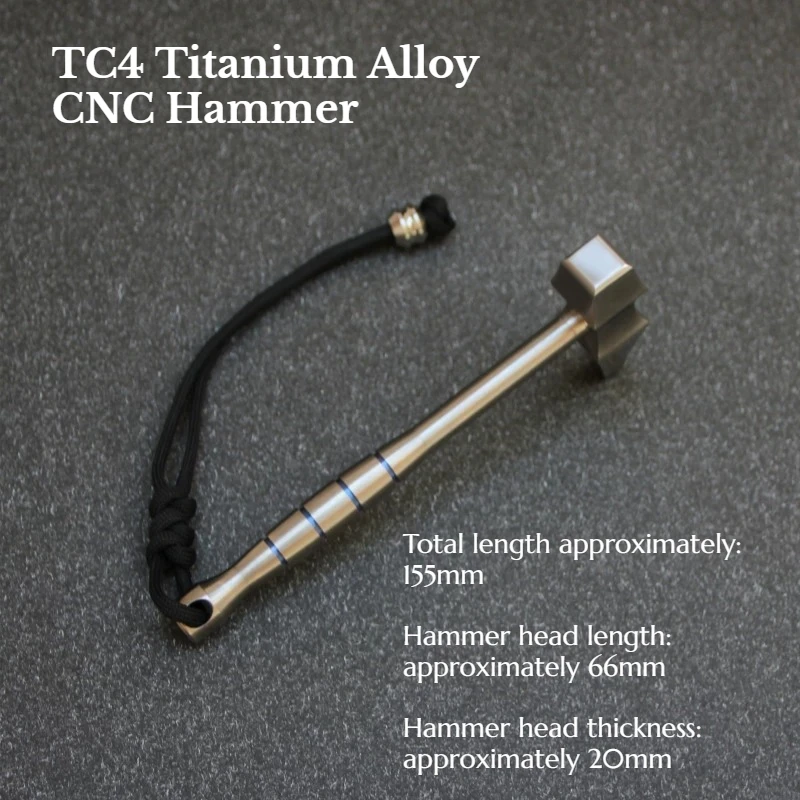 1PC Multi Functional CNC Titanium Alloy Solid Hammer Outdoor Camping Portable Self-defense Emergency Hand Tool