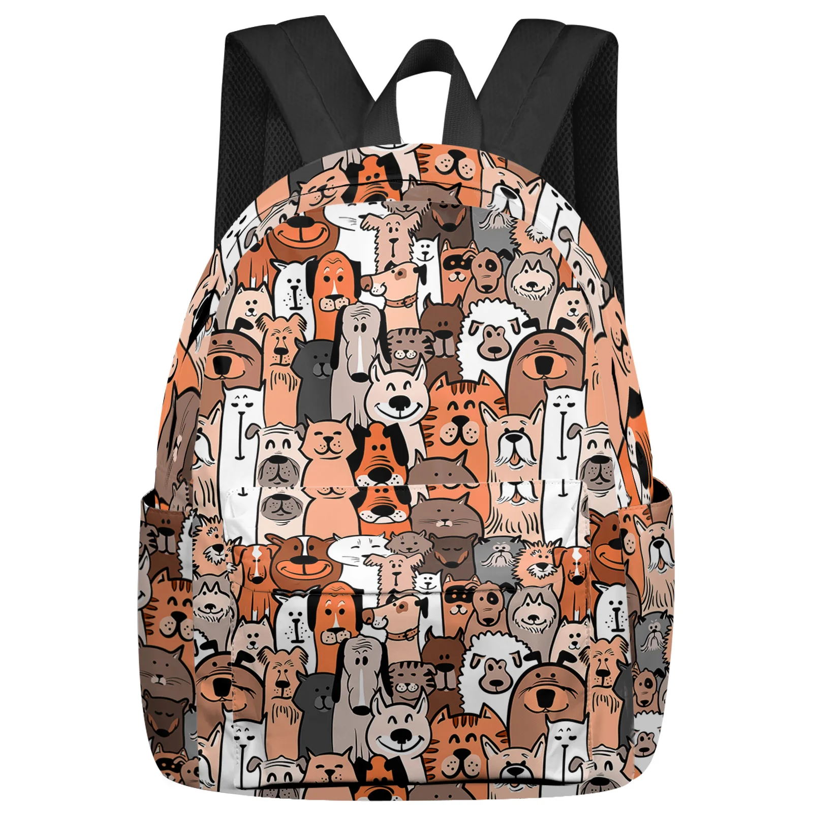 Cartoon Dog Cat Doodle Backpack Teenagers Student School Bags Laptop Bag Women's Casual Travel Backpack