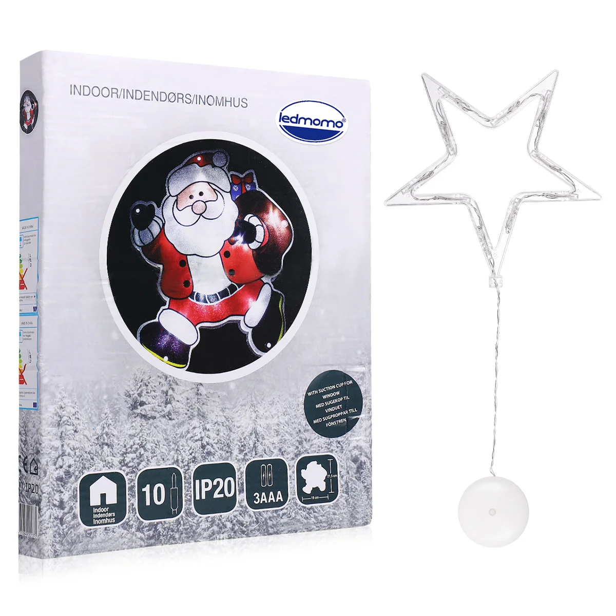 أضواء نافذة النجوم Led ديكور معلق تعمل أضواء الجنية البيضاء الدافئة لحفلة عيد الميلاد متجر المنزل الزجاج #6