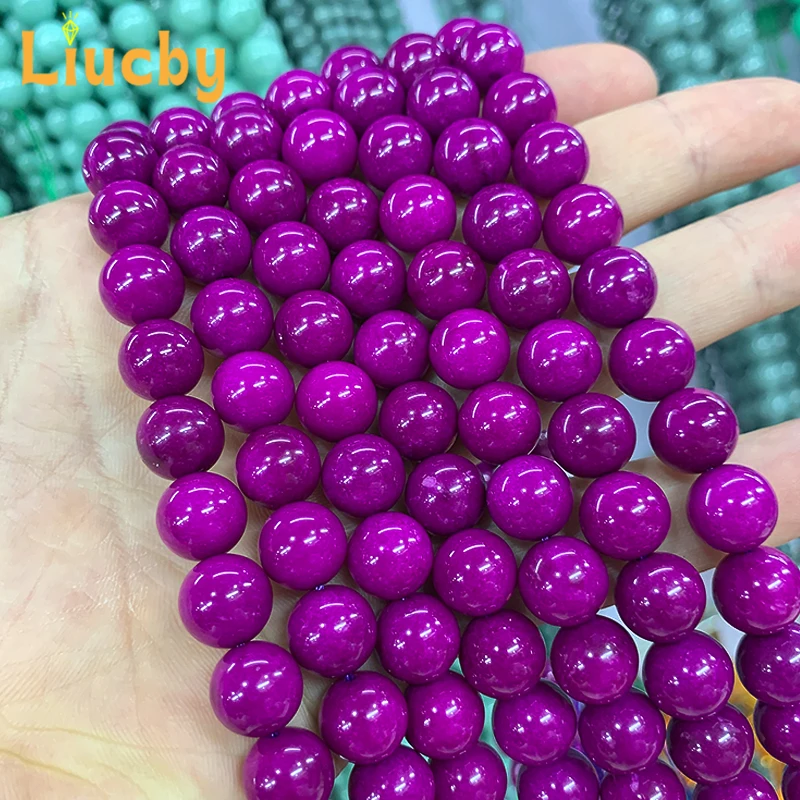 Lila Jaspe Naturstein Perlen Chinesischer Jader für Schmuckherstellung DIY Charm Armband Zubehör 15'' Großhandel 4/6/8/10/12mm a – Detail 7