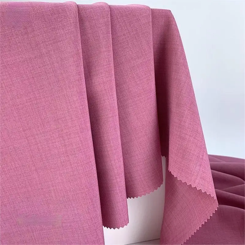 Primavera autunno nuovo tessuto speciale in poliestere twill elasticizzato simile al lino abbigliamento in tessuto rosa dopaminico per donna cucire per metro