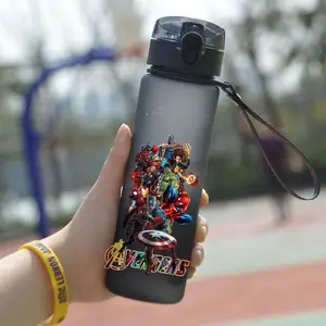 560ml disney spiderman hulk anime garrafa de água homem de ferro brinquedo para meninos dos desenhos animados copos de plástico beber crianças adulto vidro de água 10 principais vendas garrafa de agua vingadores - №7