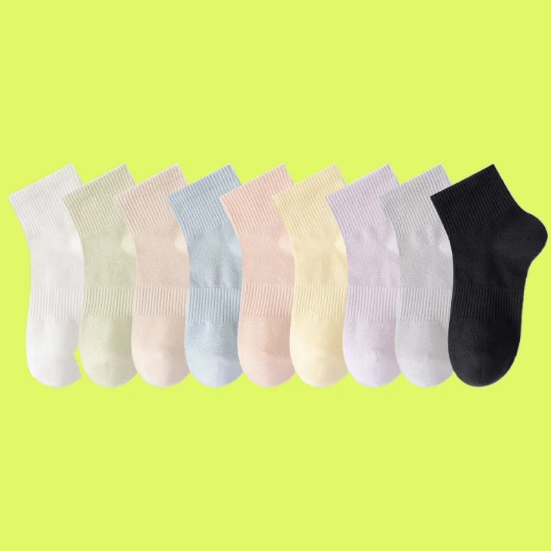 5/10 Pairs High Quality Crystal Anti-snagging Invisible Mid-tube Flesh-colored Low Cut Socks Anti-slip Silk Stockings Thin Socks