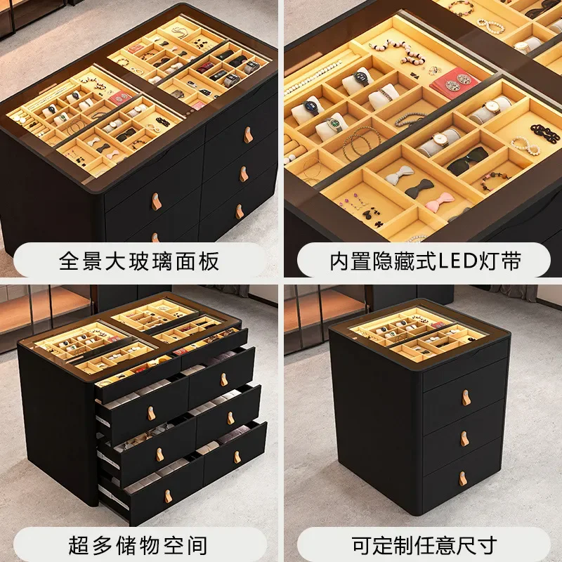 Solid Wood Multi Layer Storage Cabinet Floor to Ceiling Wardrobe Jewelry Organizer Chest for Bedroom Cloakroom Home Furniture