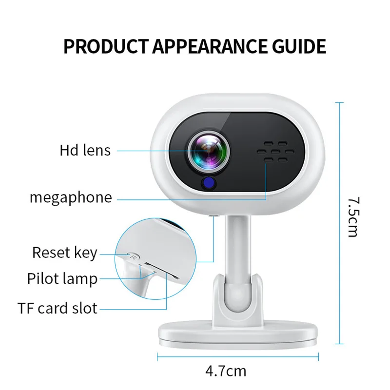 1080P mini Smart WiFi IP Camera Indoor Wireless Home Security AI Human Detect CCTV telecamera di sorveglianza 2MP Auto Tracking Cam