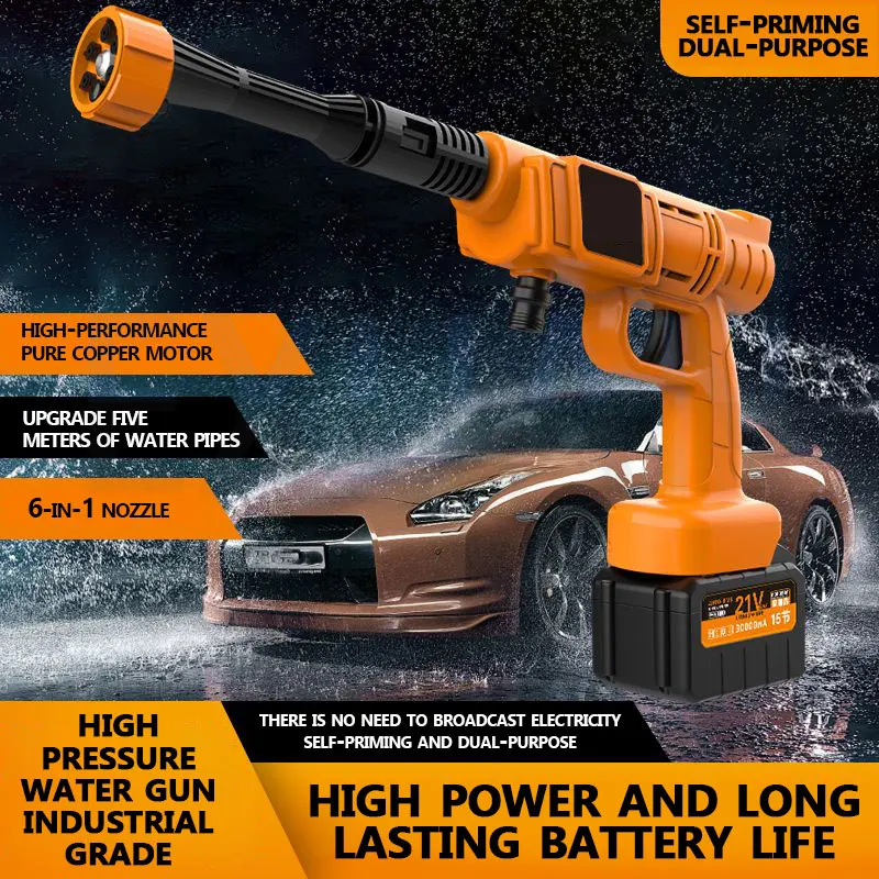 Wireless Car Washing Machine Household Car Cleaning Machine High-pressure Water Gun Lithium Battery Booster Drug Gun Car Washer
