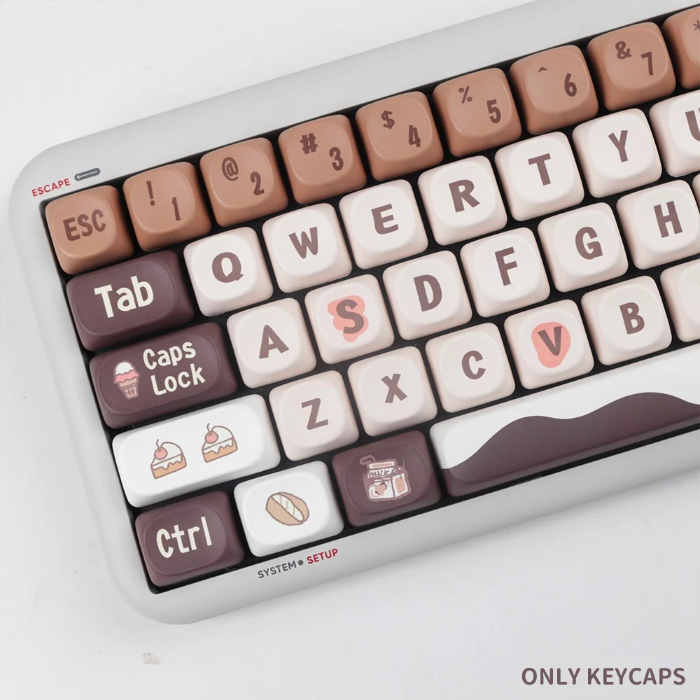 

136 Keys MOA Profile Keycaps Chocolate Coffee Theme PBT Dye Sublimation DIY Key Caps Kit for Mx Switches Mechanical Keyboard