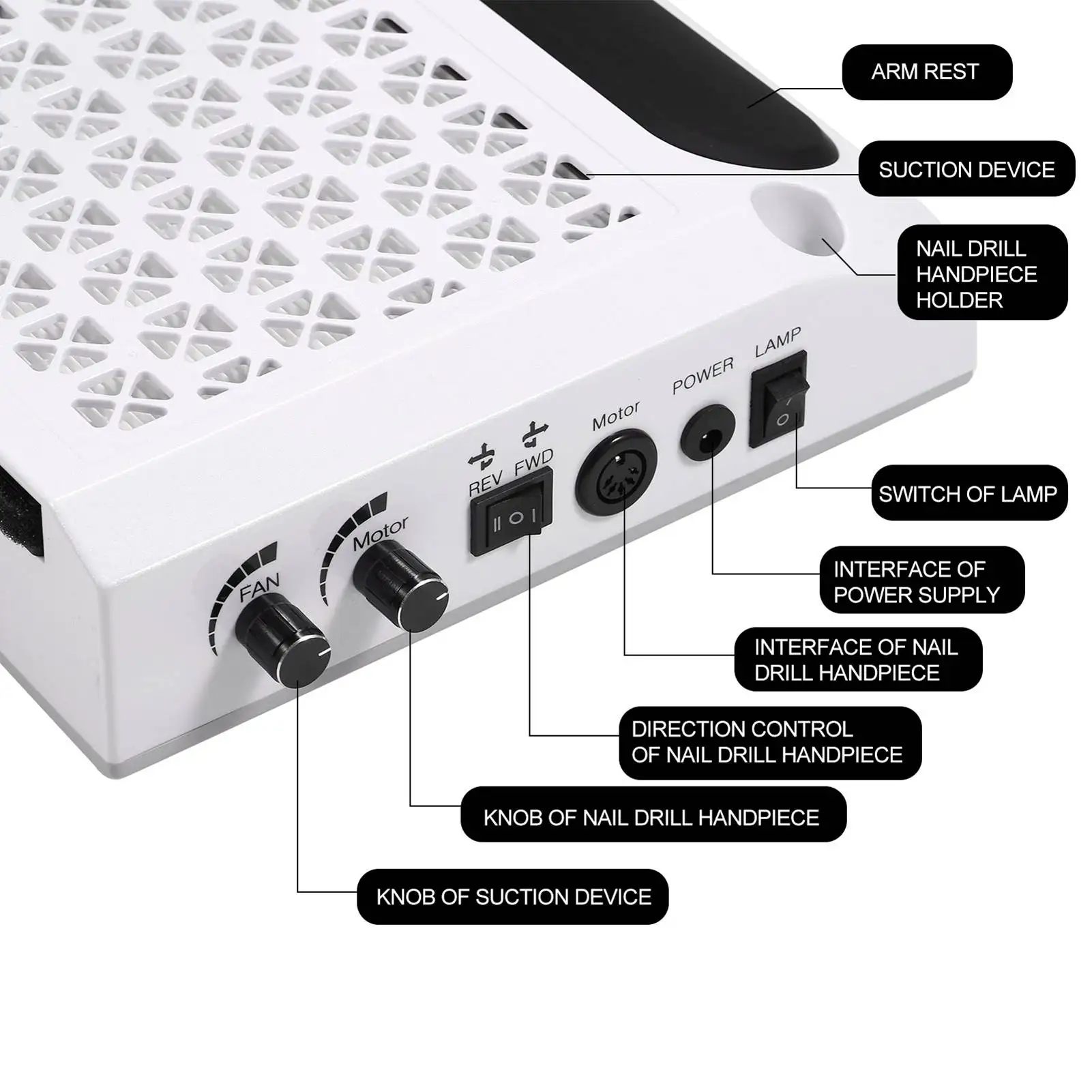 네일 램프 + 네일 집진기 네일 드릴 머신 먼지 흡입 클리너 네일 아트 살롱 도구