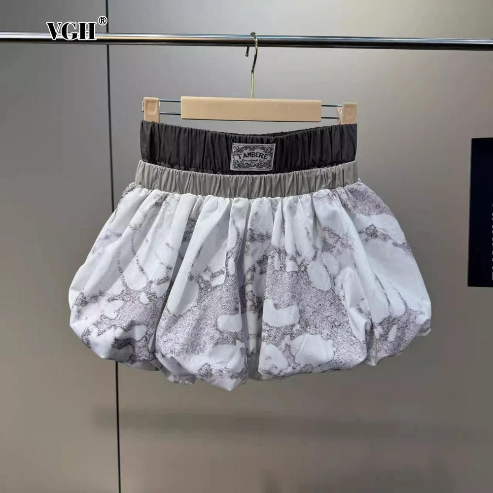 

VGH Tie Dye Desinger модная пышная короткая юбка для женщин с высокой талией в стиле пэчворк двойная эластичная милая стильная юбка женские летние