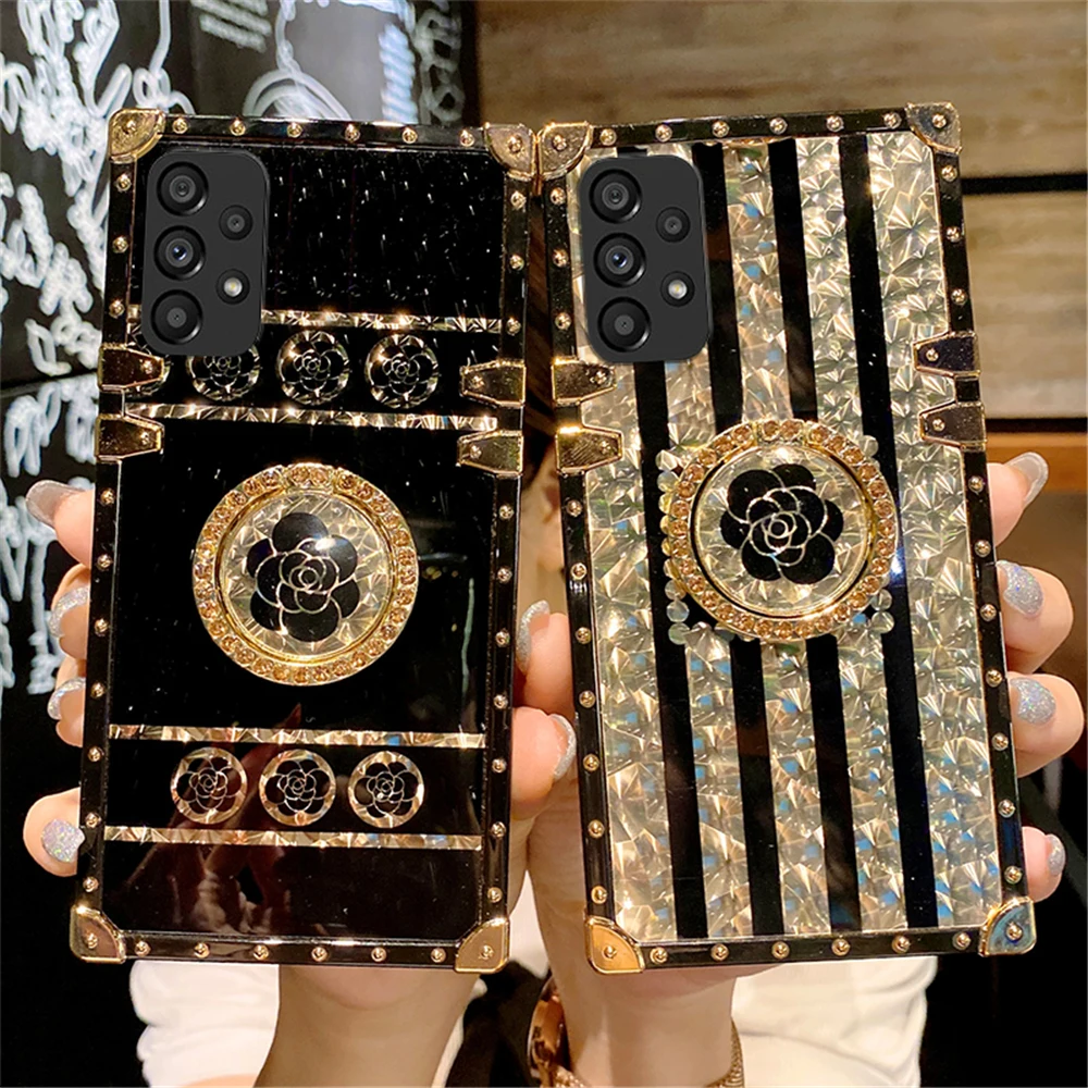 Luxury Glitter Gold Phone Cover Diamond Stripe Rose Flower Case for Xiaomi Redmi Note 13 PRO 13C 12 PRO 12C 11 PRO 10 10C 9 9A