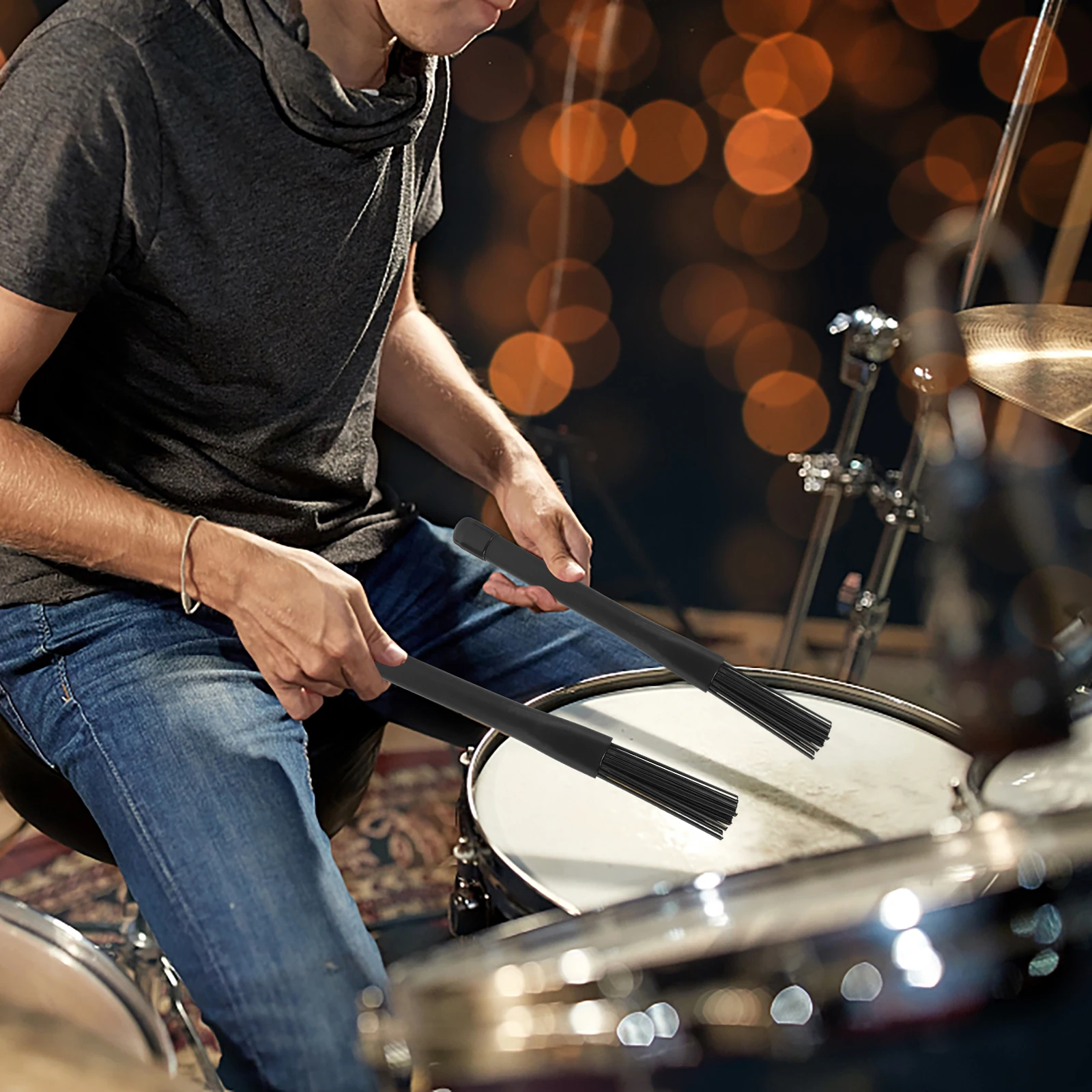 

Nylon Drum Brush Jazz with Handle for Stick Stable Brushes Drums Silica Gel Telescopic Youth Bands