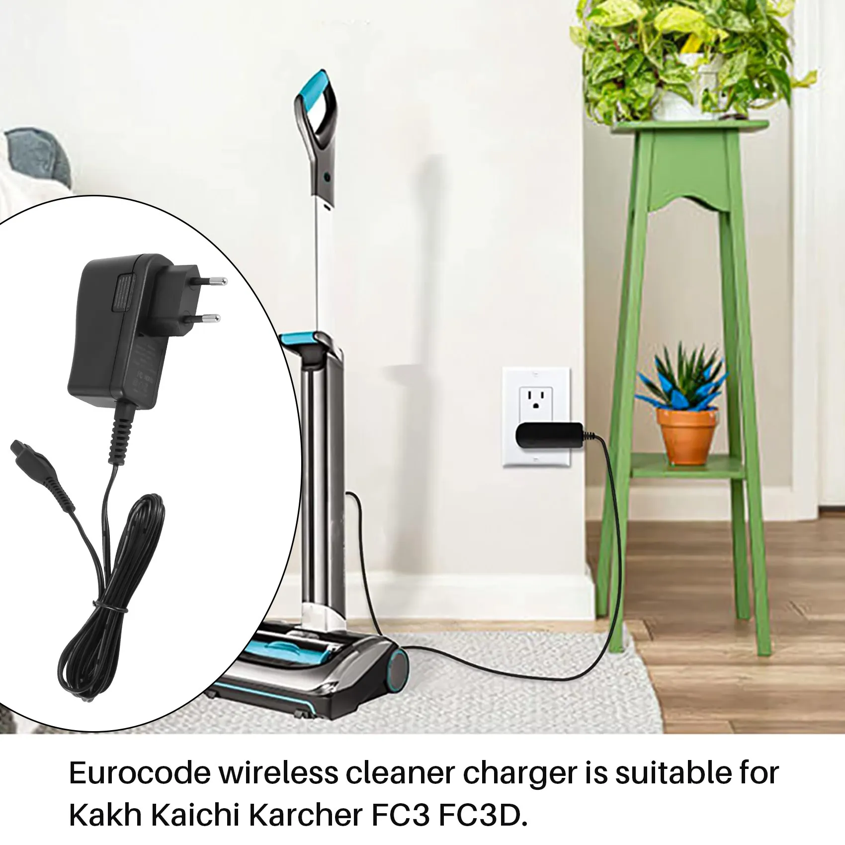 Intelligent Charger Power Supply for Karcher FC3 FC3D Wireless Cleaner Charger, EU Plug