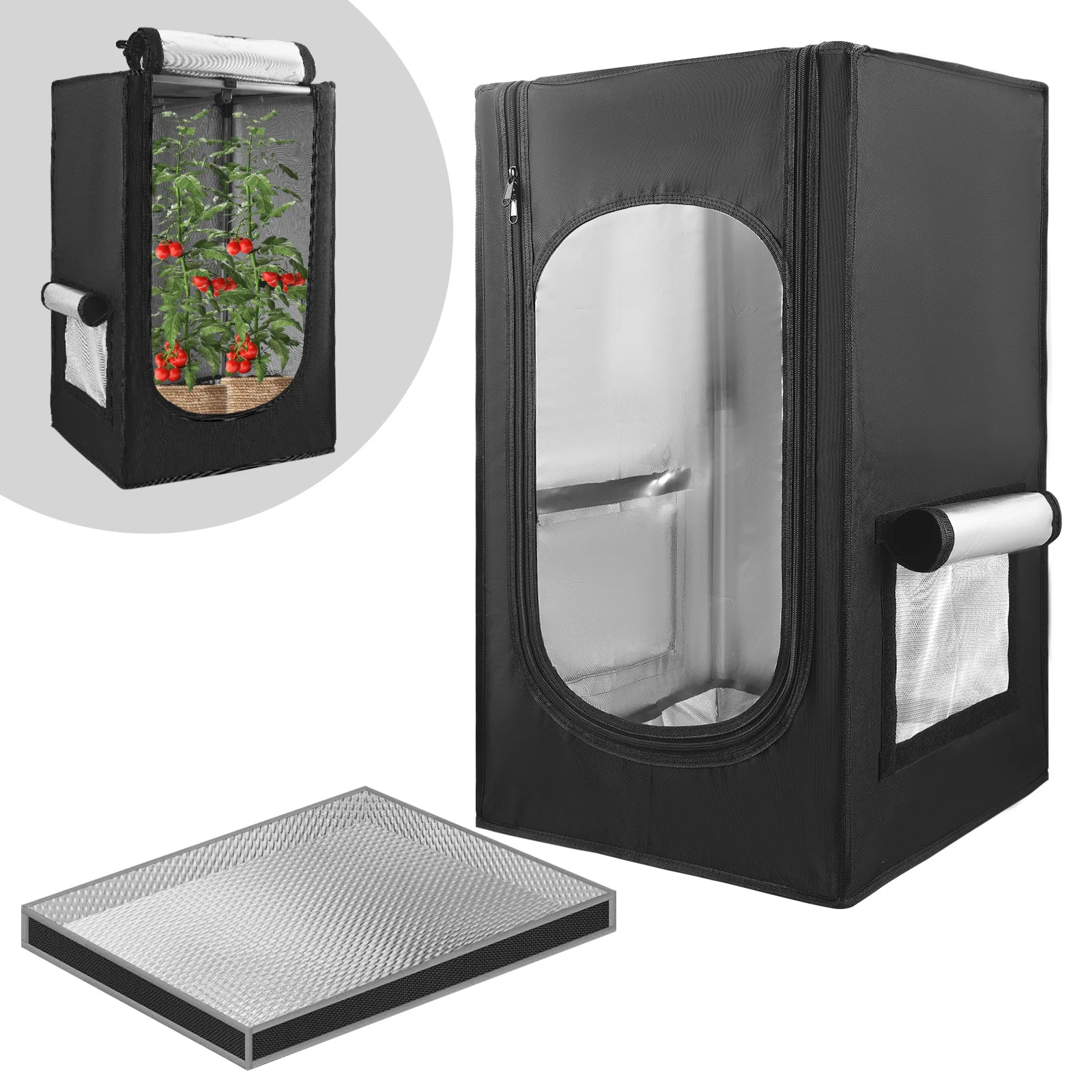 Growbox Pflanzenzelt Hochreflektierendes 600D Mylar Indoor-Gewächshaus für Garten, Gemüse, Hydroponik-Anbausystem 44x44x72cm