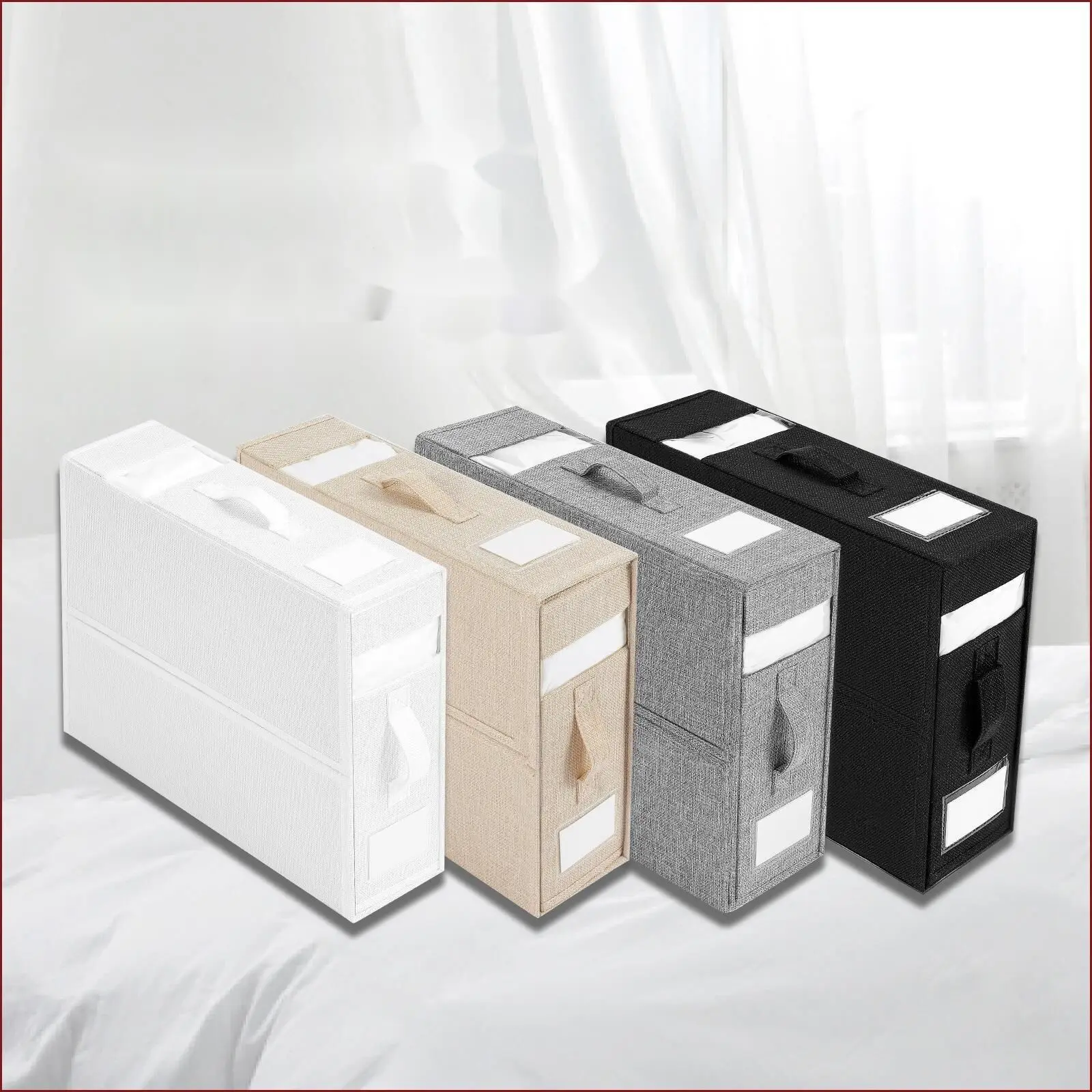 

Bed Sheet Set Storage Box Fabric Zipper Folding Blanket Finishing Box Wardrobe Bedding Storage Closet Organizer With Handles