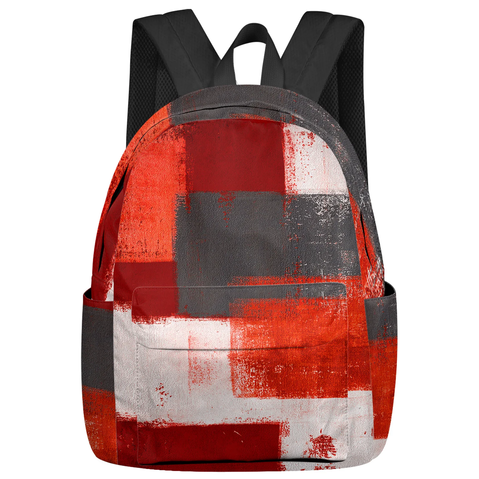 

Oil Painting Abstract Geometric Red Women Man Backpacks Waterproof School Backpack For Student Boys Girls Laptop Bags Mochilas