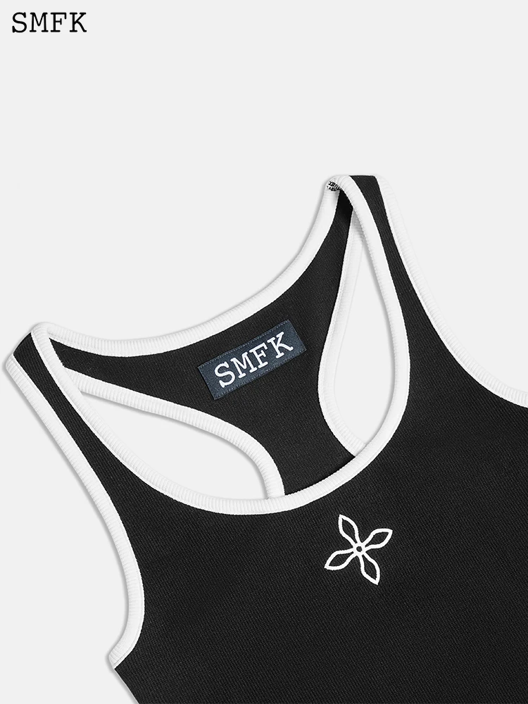 SMFK Women Mermaid Vest Girl Street Style Sport Vests Dance Tank Top Color Contrast Jumpsuit Cotton Underwaist One-Piece Garment