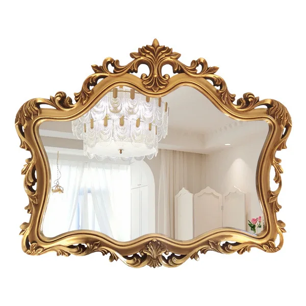

European style, retro bathroom mirror, wall-mounted mirror, bathroom, wall engraving