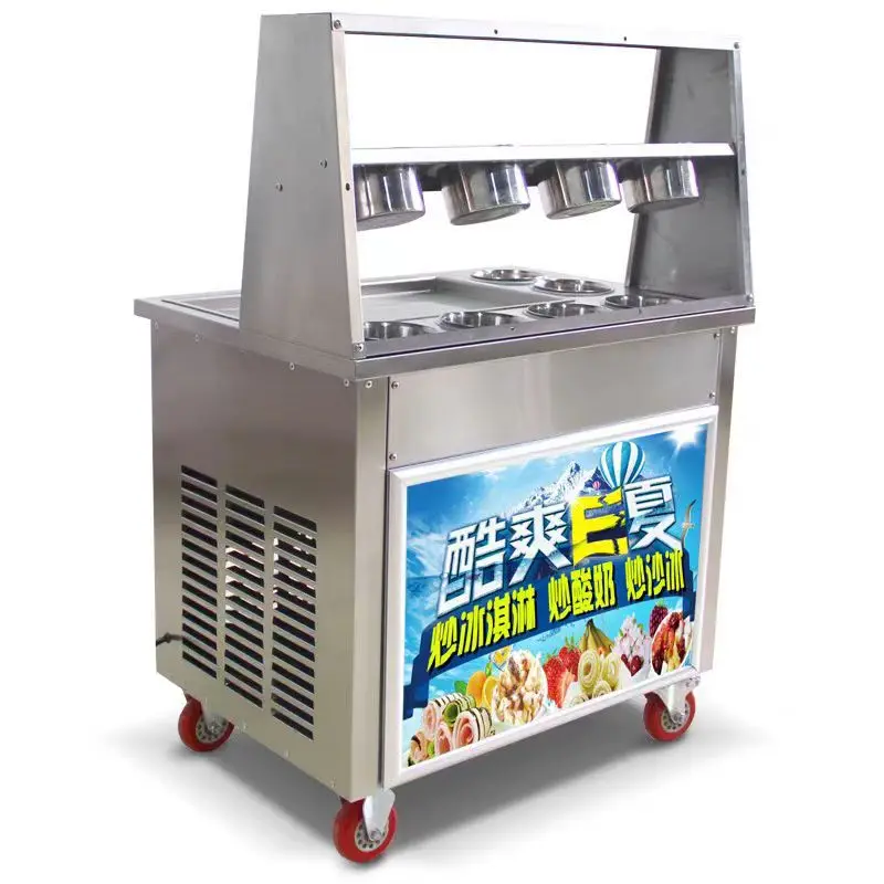 Commercial automatic ice frying machine, special machine for thick cutting and frying yogurt in single and double pots