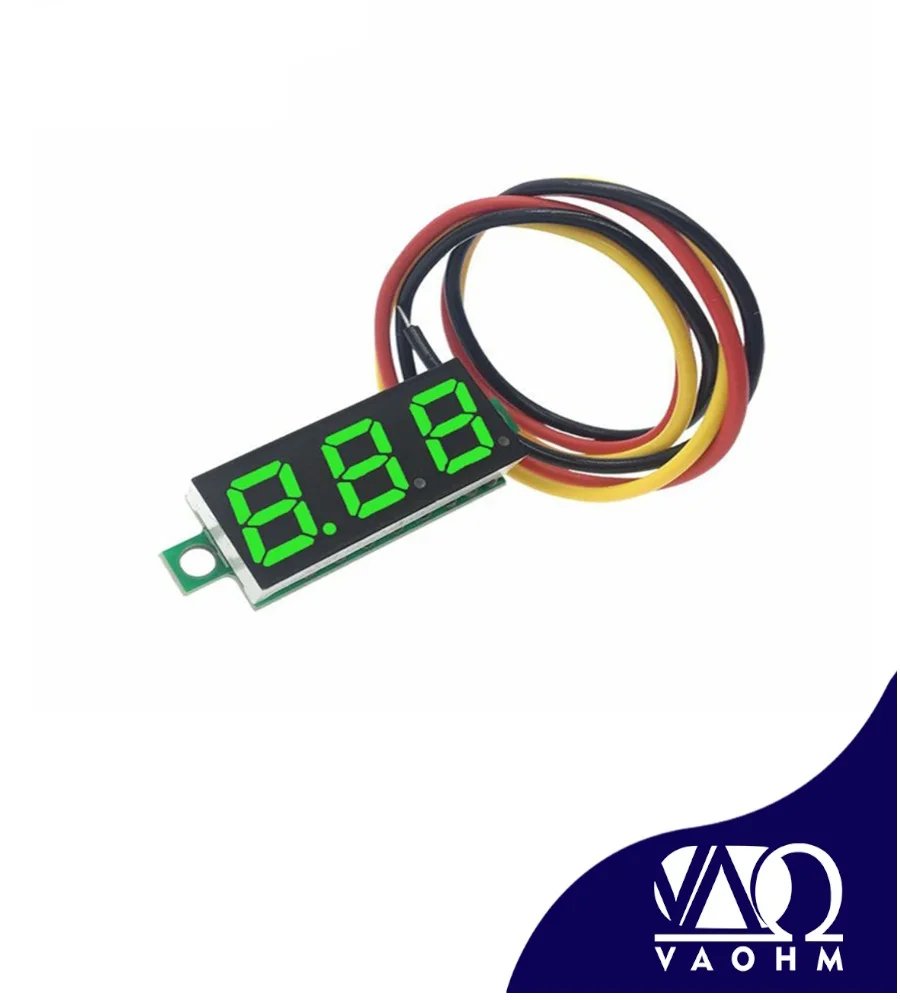 0.28 Inch 3-Wire Adjustable Voltmeter DC 0V-100V Blue Green Red Yellow Digital LED Display