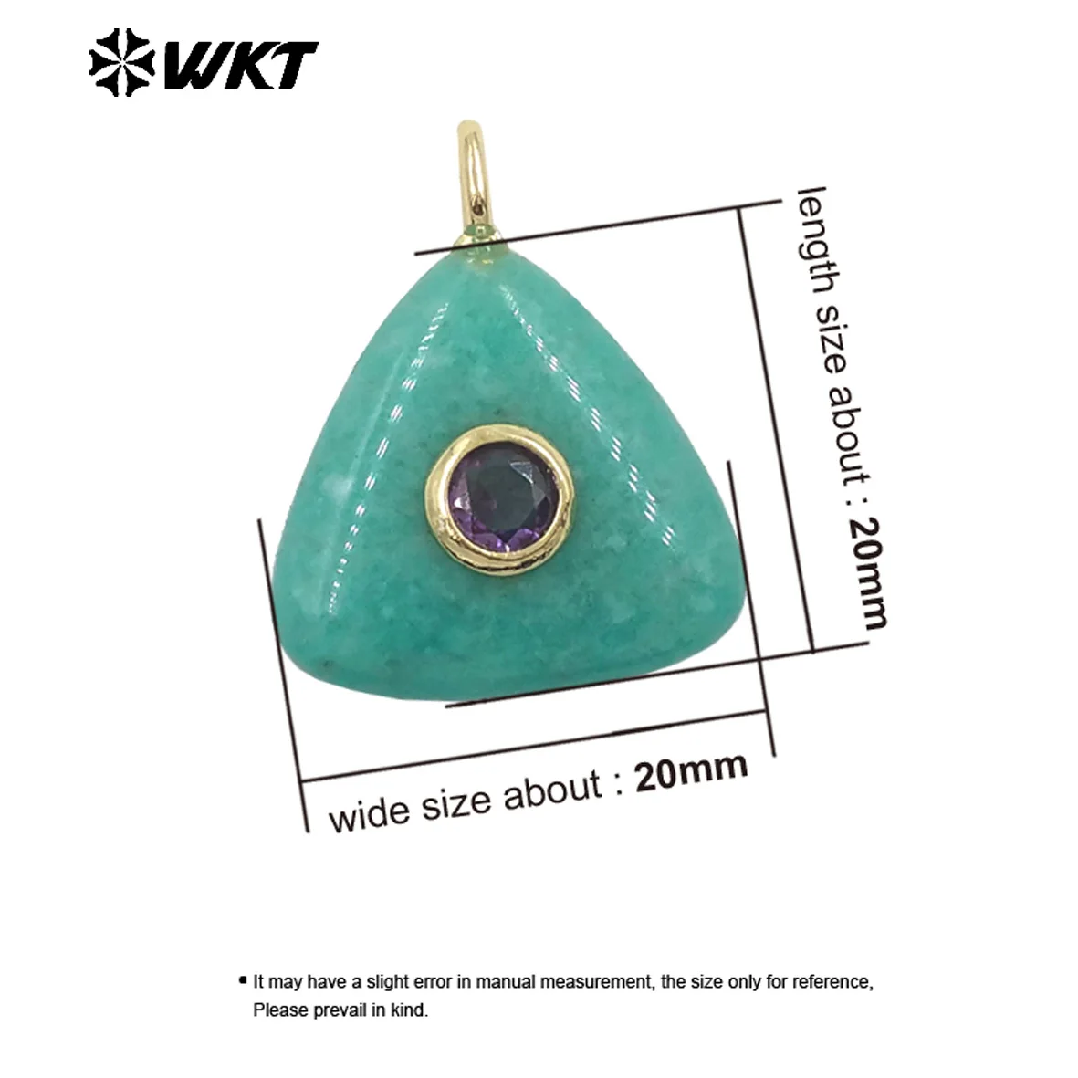 WT-P2021 إكسسوار مجوهرات على شكل مثلث مع زركون ملون معبد وأحجار كريمة طبيعية قلادة ساحرة رائعة