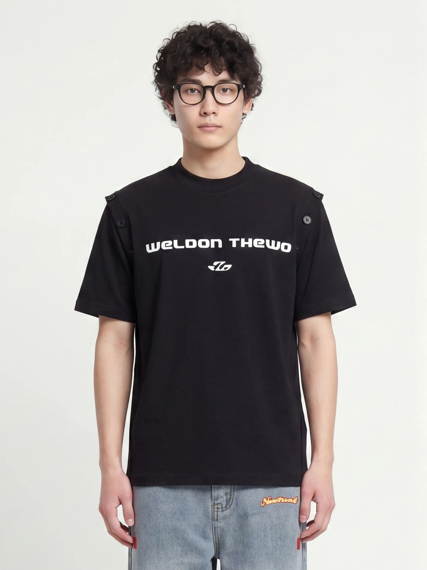火星文字ロゴ半袖tシャツトレンドサマー2026新品中国製ファッションアクセサリーベルト帽子スカーフ