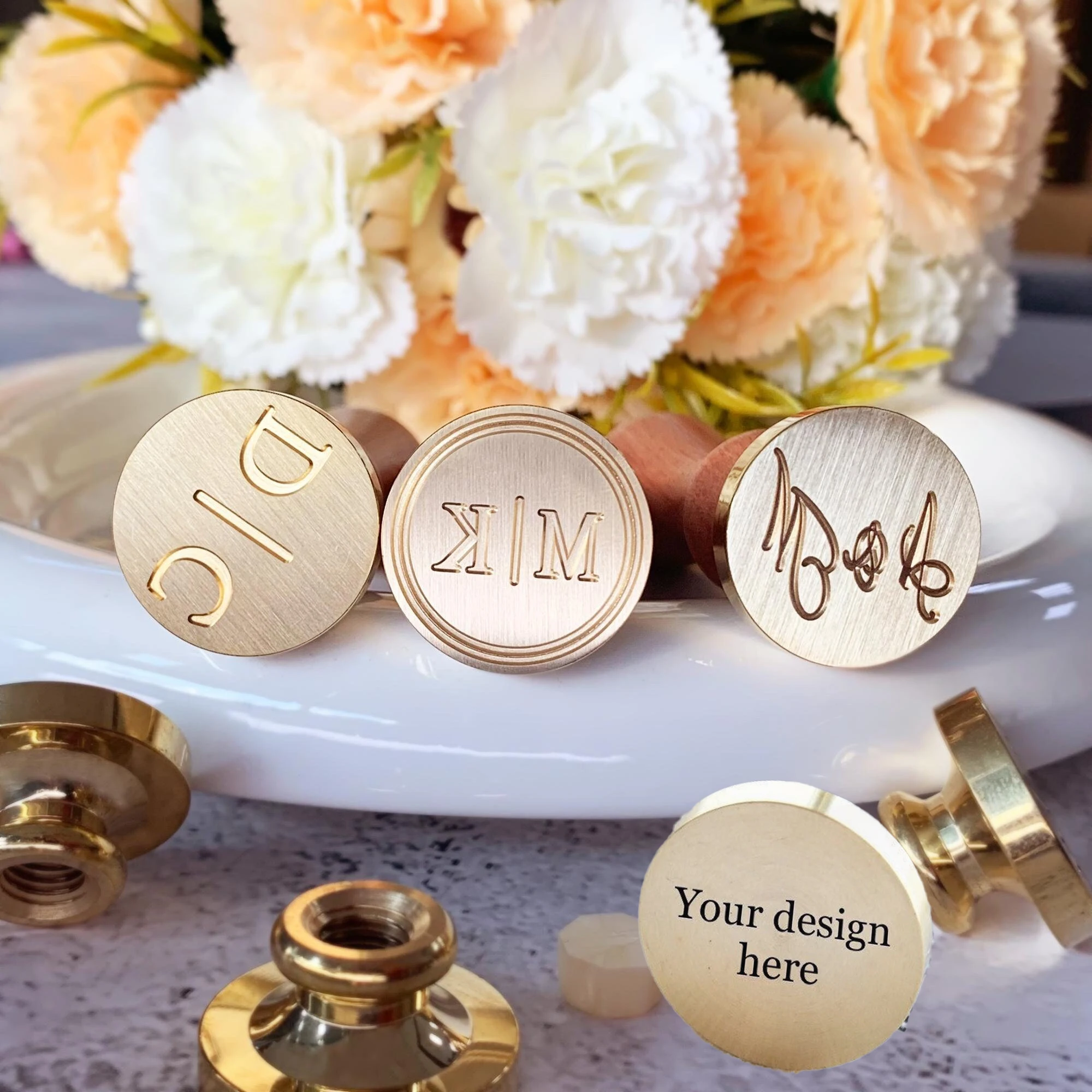 3cm Initials Name Date Letters Personalized Wax Seal Stamps Golden Peacock Handle Custom Logo for Wedding Invitation Envelope