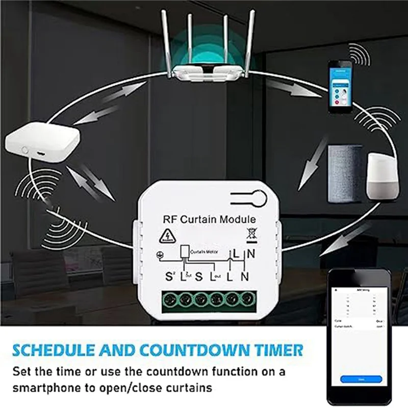 

AT21-2X Tuya Wifi Smart Curtain Switch Controllers Roller Blinds Shutter Motor Smart Life APP Remote Control Alexa Google