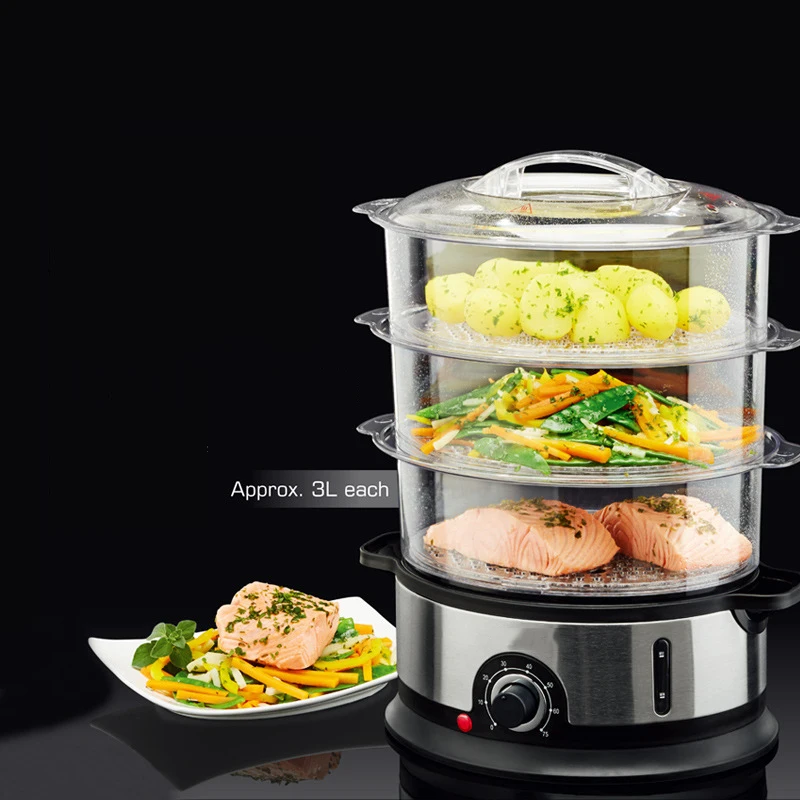 

ES-07 Home Electric Food Steamer Multifunctional Steamer Pot Automatic Power-Of 3-Layer Large Capacity Seafood Steamer Cooker