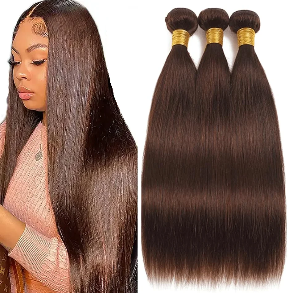 

# 4 шоколадно-коричневых костяных прямых человеческих волос, 100% необработанные натуральные волосы 12А, бразильские наращивание волос, оптовая продажа