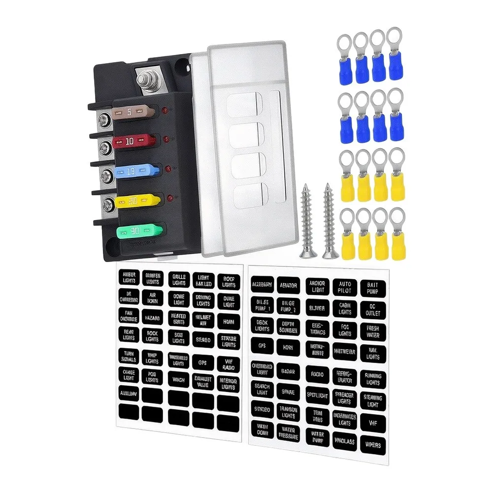 4 Way Waterproof Automotive Fuse Box With LED Indicator For Car RV Marine DC 12V 24V 48V Electrical Panel Accessories